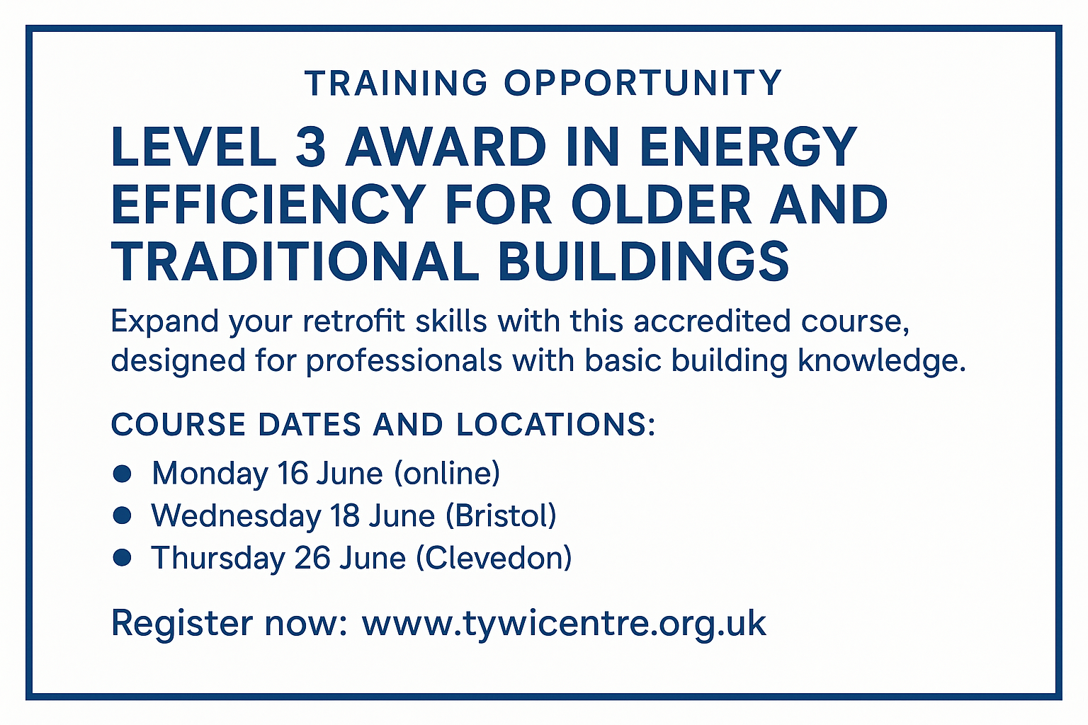Energy Efficiency Training for Older and Traditional Buildings